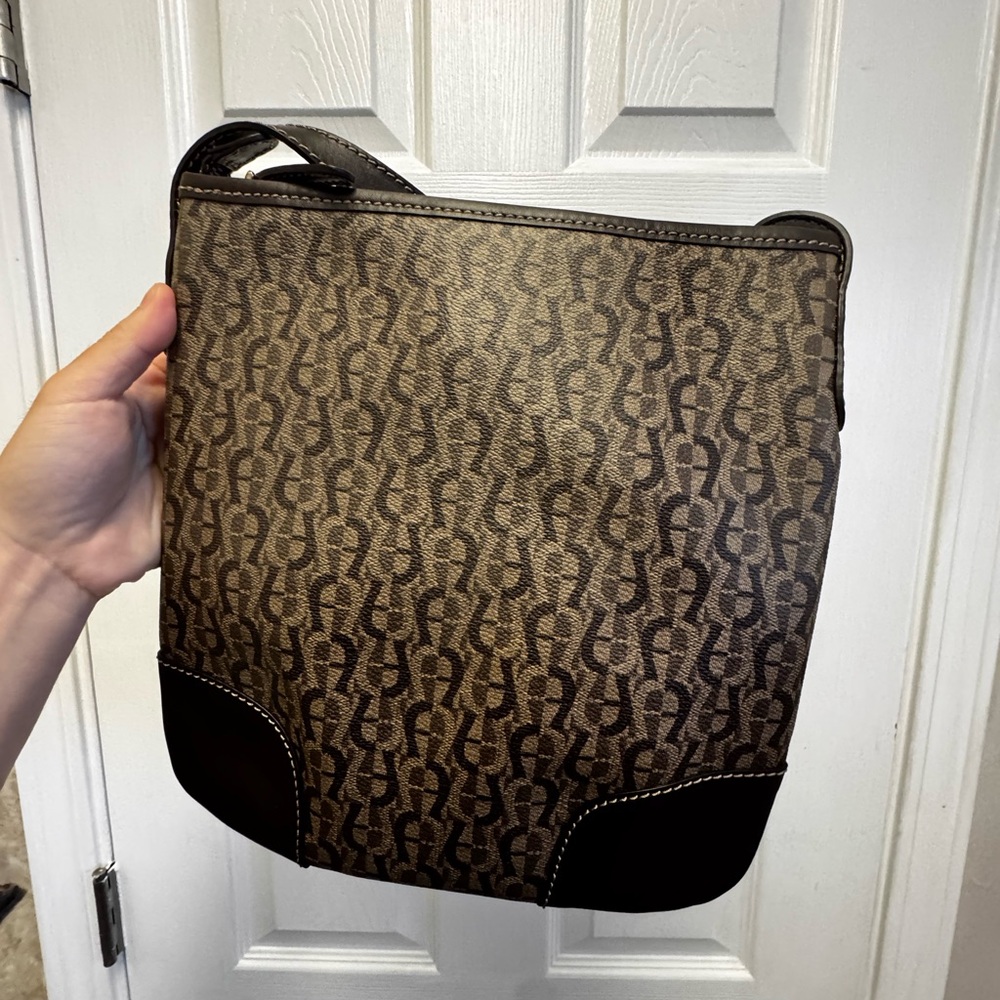 Etienne Aigner Brown Monogram Messenger Bag